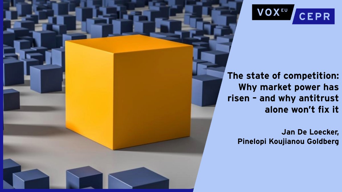 The state of competition: Why market power has risen – and why antitrust alone won’t fix it 
Jan De Loecker <a href="/KU_Leuven/">KU Leuven</a> <a href="/LeuvenEconomics/">Economics KU Leuven</a> <a href="/leuvenresearch/">KU Leuven Research</a>, Pinelopi Koujianou Goldberg <a href="/PennyG_Yale/">Pinelopi Goldberg</a> <a href="/Yale/">Yale University</a> <a href="/YaleEconomics/">Yale Department of Economics</a> 
ow.ly/8r8J50XWyw8
