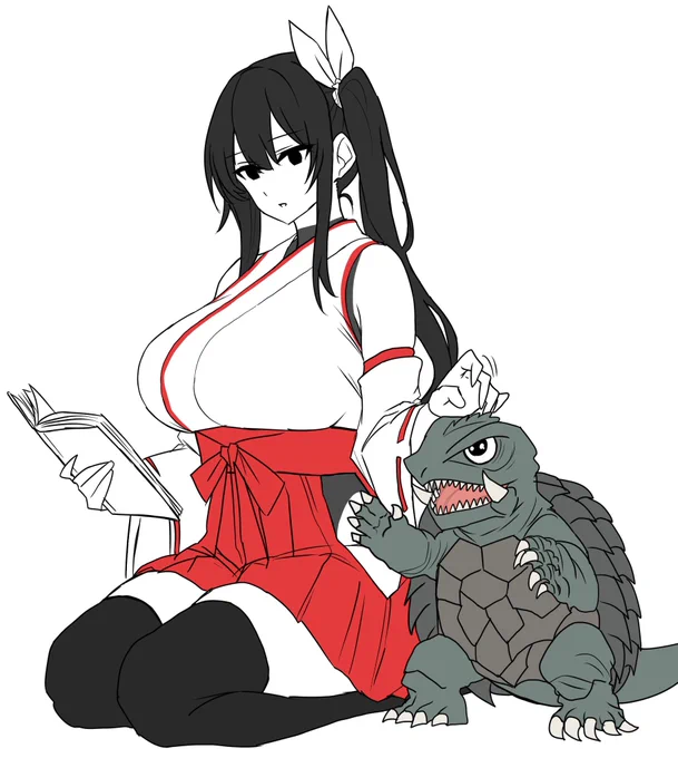 謎の巫女さん+ガメラくん