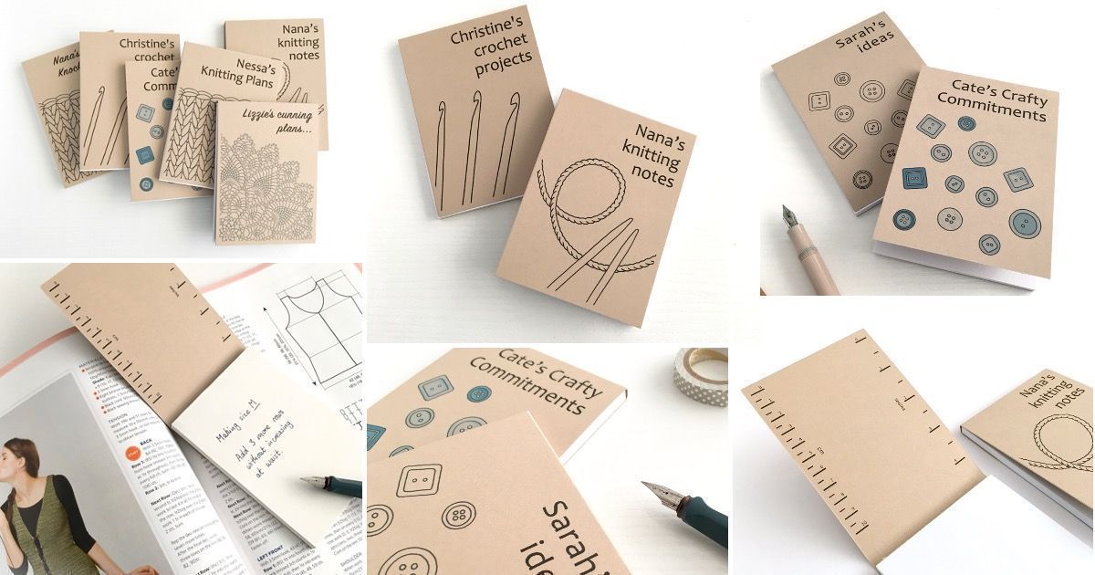 Eco-friendly notepads for crafters, personalised with the design and text of your choice. Includes handy rulers on inside cover. littleconkers.co.uk/product-catego… 
#knitting #crochet #craftgifts #GiftIdeas