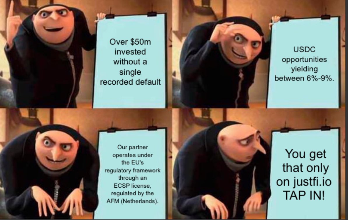 Iledans2's tweet photo. #JUSTFI 

@JustFionchain

 @ValTorWeb3l

Here’s my meme entry!
Already on waitlist… 

#Finance #Crypto #Giveaway #Memecontest #meme #Web3Community https://t.co/2kF86t1gmr