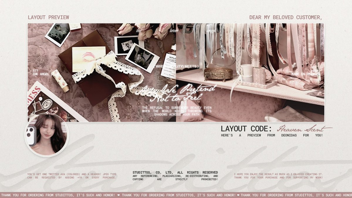 Studittos's tweet image. Help me to RT/REPOST this?

Selamat sore! Aku membawa delapan READY STOCK untuk katalog 'HEAVEN SCENT' dengan muse 'JANG WONYOUNG' yang bisa langsung kalian take melalui DM, ya!

📩: via DM!
💵: 8k/each, FREE RE-TEXT!

#zonauang #zonaba #zonabu