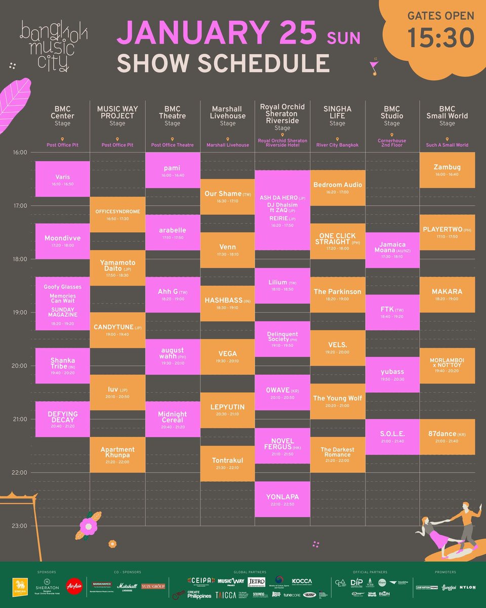 Sepsakon's tweet image. เซฟเก็บเลย! ผังและตารางการแสดงของงาน Bangkok Music City 2026 งานนี้เข้าชมฟรี วันที่ 24-25 ม.ค. ที่ย่านสร้างสรรค์เจริญกรุง อย่าลืมลงทะเบียนล่วงหน้ากันด้วยนะครับ