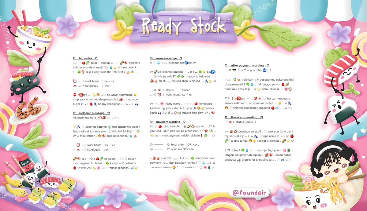 ofKathie's tweet image. ⠀
. . 𓏲 🌸  ♡︭  help retweet?  thank you!  ⊹

Ი ⑅ Ი 🧸 ₊ hemlO’ sobat imut . . ◎ 🥣 kath bawain ready stock 💭 𖦹 wording bundle set up ⑅ 🎀🍰 𖠗 theme cute, kidcore, fish it &amp;amp; masculine യ˚₊ 🍀 cek ALT for more!  ៶៲៸

୨୧ 💌 ——— ꒰ IDR. 28.000 ꒱
ⓘ  #zonauang 🍦
⠀