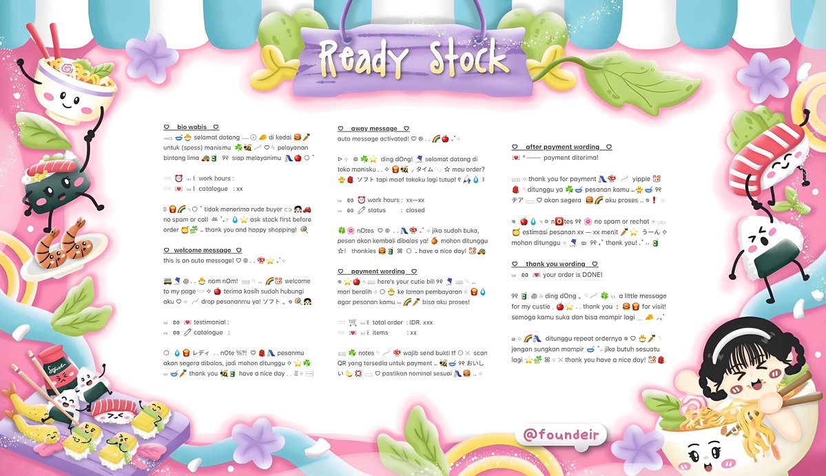 ofKathie's tweet image. ⠀
. . 𓏲 🌸  ♡︭  help retweet?  thank you!  ⊹

Ი ⑅ Ი 🧸 ₊ hemlO’ sobat imut . . ◎ 🥣 kath bawain ready stock 💭 𖦹 wording bundle set up ⑅ 🎀🍰 𖠗 theme cute, kidcore, fish it &amp;amp; masculine യ˚₊ 🍀 cek ALT for more!  ៶៲៸

୨୧ 💌 ——— ꒰ IDR. 28.000 ꒱
ⓘ  #zonauang 🍦
⠀
