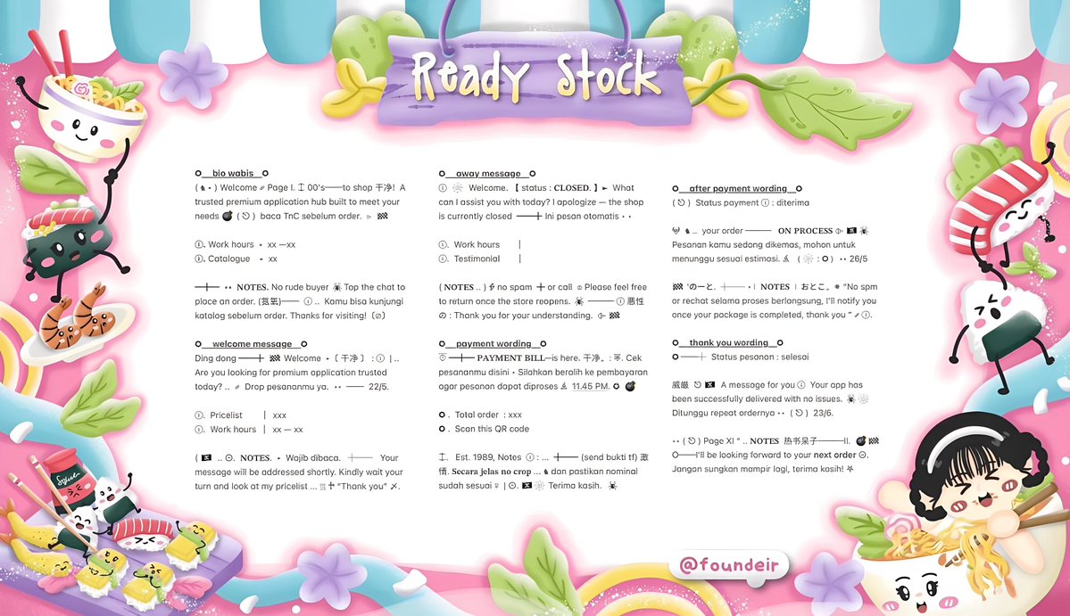 ofKathie's tweet image. ⠀
. . 𓏲 🌸  ♡︭  help retweet?  thank you!  ⊹

Ი ⑅ Ი 🧸 ₊ hemlO’ sobat imut . . ◎ 🥣 kath bawain ready stock 💭 𖦹 wording bundle set up ⑅ 🎀🍰 𖠗 theme cute, kidcore, fish it &amp;amp; masculine യ˚₊ 🍀 cek ALT for more!  ៶៲៸

୨୧ 💌 ——— ꒰ IDR. 28.000 ꒱
ⓘ  #zonauang 🍦
⠀