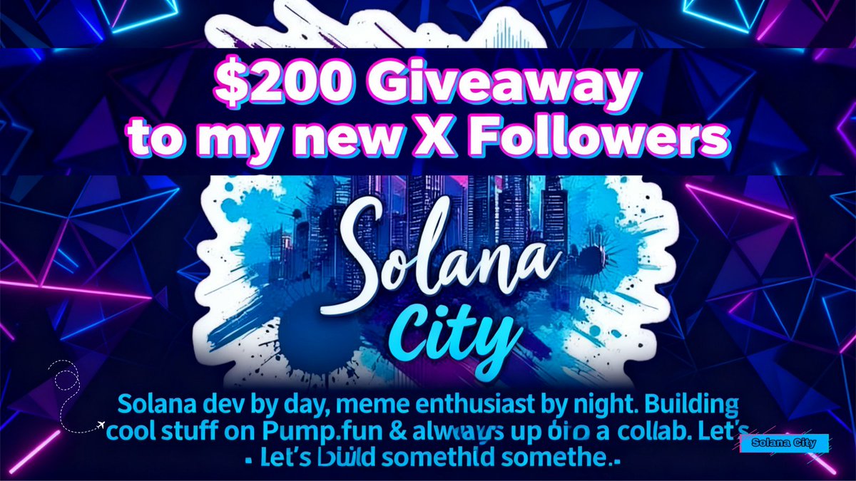 SolanaCityDev's tweet image. 🎉 Celebrating our new X launch! 🎉 We're giving away $200 to 2 random followers! $100 each.

To enter:🚀
*Follow me: @SolanaCityDev
*Like &amp;amp; Retweet this post:
*Drop your Solana wallet:
 
Good luck!
🍀 #Giveaway #Crypto #XLaunch #StarSol #Collaboration