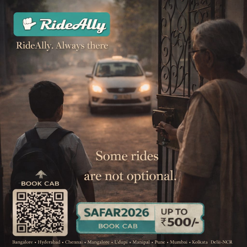 Some rides are not optional

School mornings.
Hospital visits.
Important responsibilities.

Some rides can’t wait.
That’s why RideAlly always shows up.

🚖 RideAlly. Always there.
🎟️ Use SAFAR2026 &amp; get up to ₹500 OFF
📲 Download now: rideally.com/apps