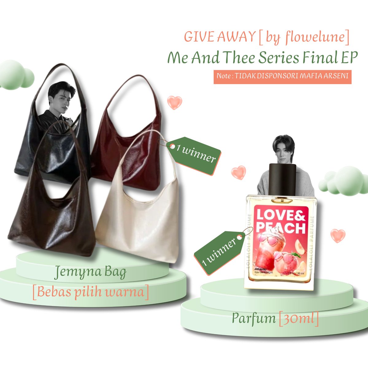 flowelune's tweet image. GIVEAWAY ME AND THEE  FINALE EPISODE.

🎁 - Totebag ( 1 winner )
🎁 - Parfum peach ( 1 winner )

★ rules :
- LIKE &amp;amp; RT
- Reply apapun dengan kalimat yang berbeda pakai hastag #MeAndTheeSeriesFinalEP 
- usahakan jangan pakai angka jd yapping aja disini.

⏰ end besok jam 5 sore.