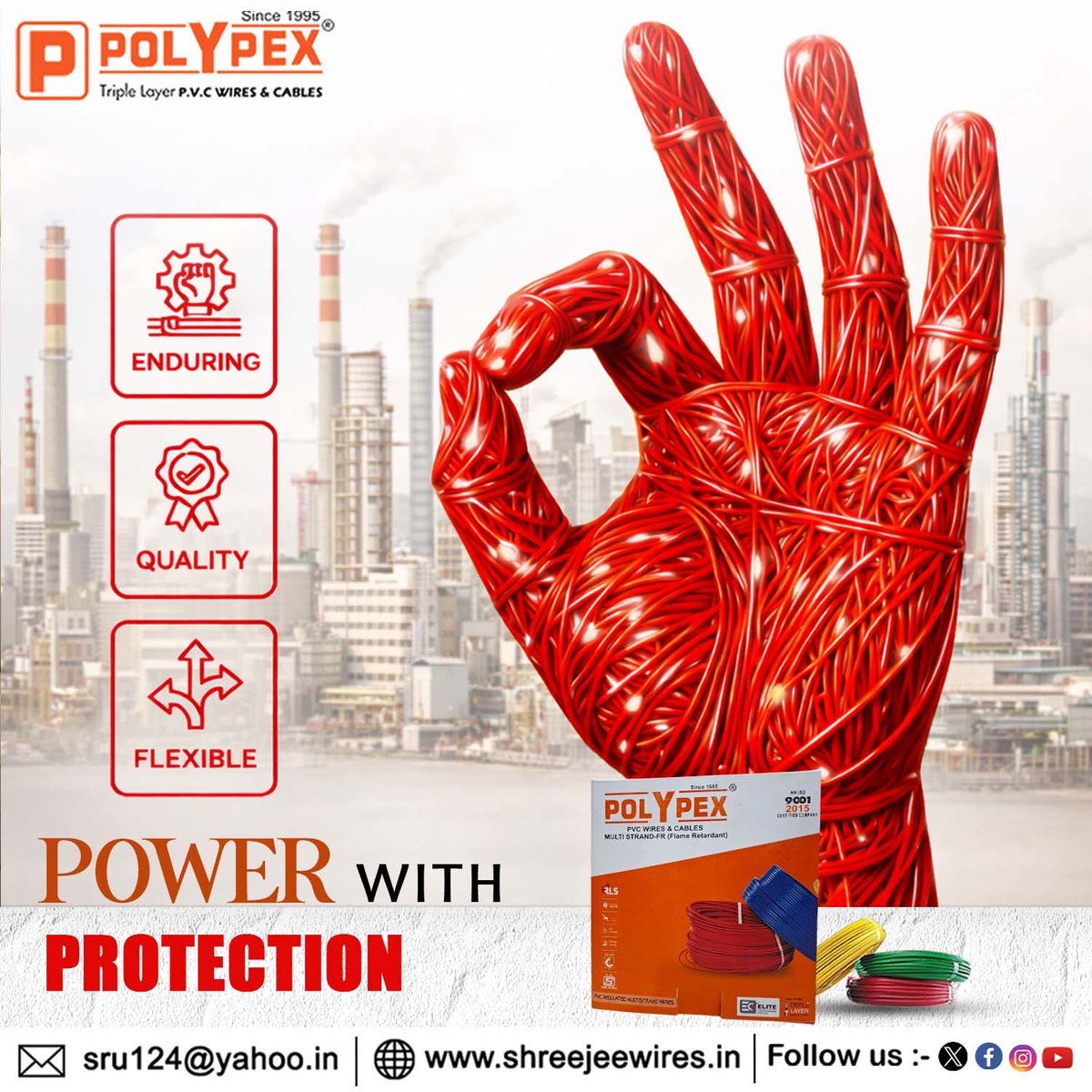 Polypex_wire's tweet image. Power that performs. Protection that lasts. 💪🔌
Choose Polypex for enduring strength, top quality, and ultimate flexibility.
#Polypex #PowerWithProtection #WiresAndCables #ElectricalSafety #QualityMatters #FlexiblePower #TrustedBrand
