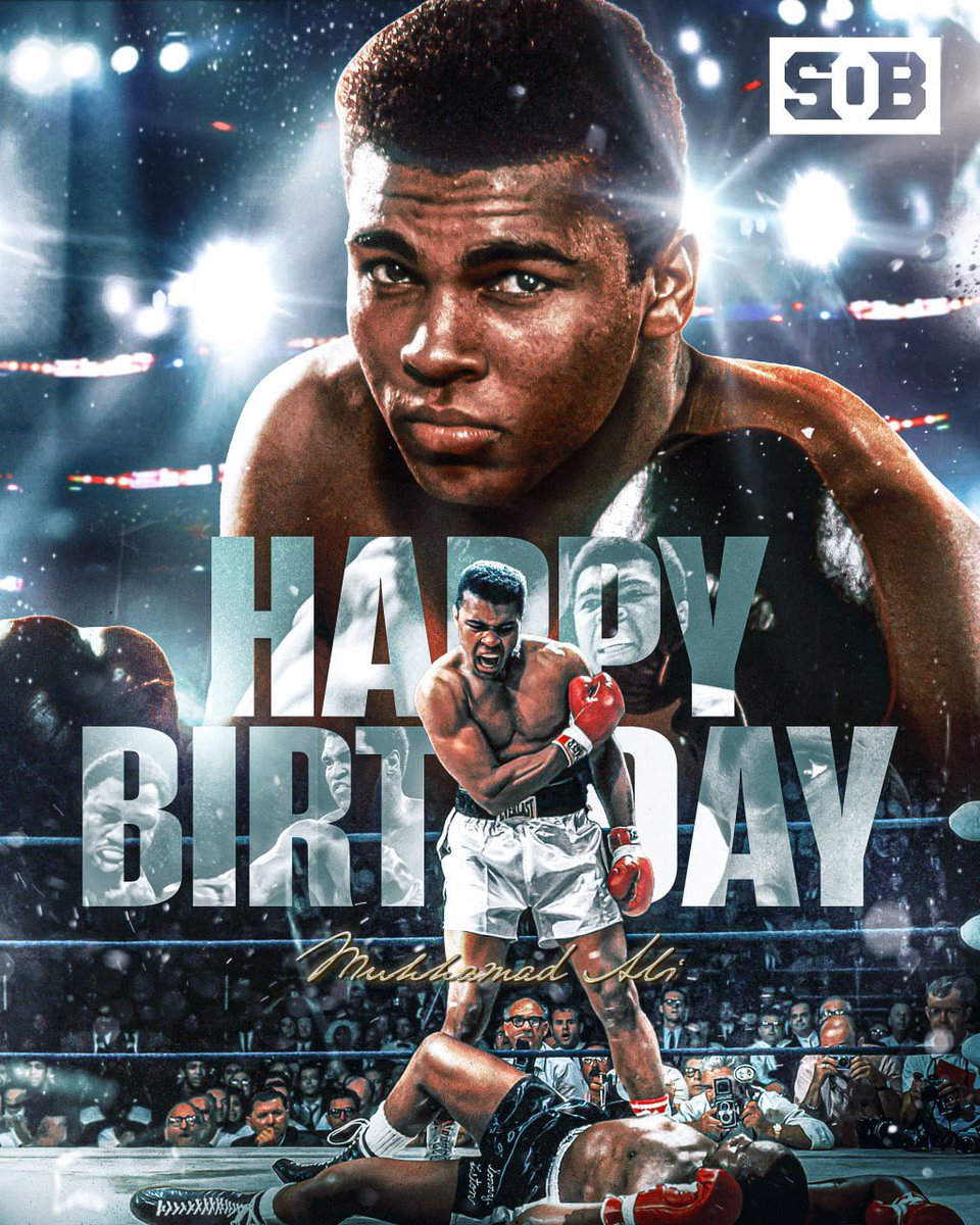 Sourceofboxing's tweet photo. The 𝓰𝓻𝓮𝓪𝓽𝓮𝓼𝓽 Muhammad Ali was born on this day 84 years ago 🗓️

Forever missed. Happy birthday champ 🙏🎉 https://t.co/LpXPpoybn8