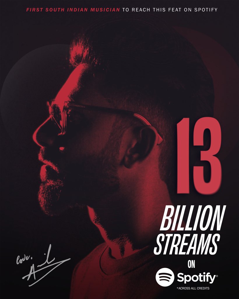13 billion streams on <a href="/Spotify/">Spotify</a> <a href="/spotifyindia/">Spotify India</a> ❤️ Thank you fans and music lovers 🙏🏻