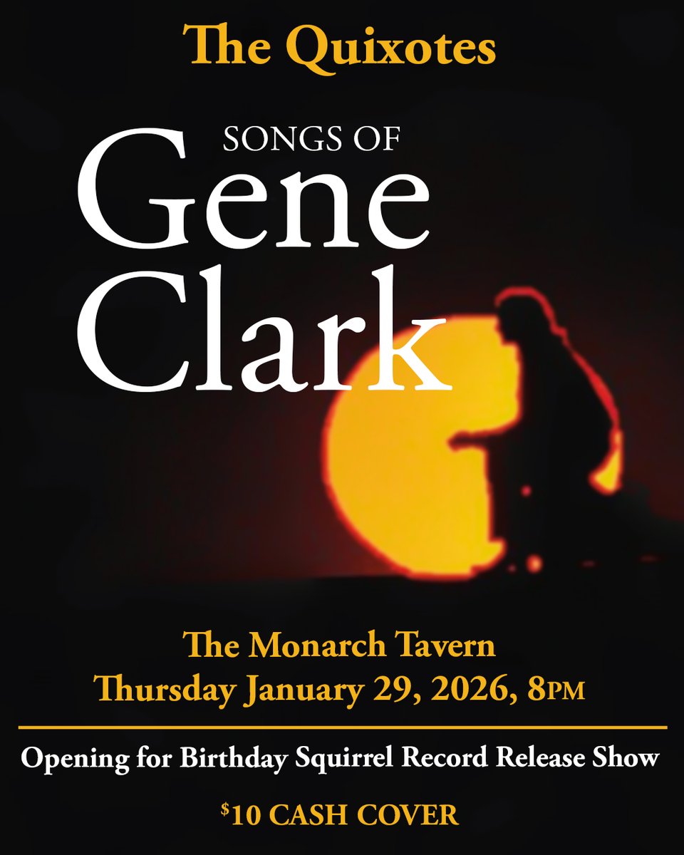 The Quixotes perform The Songs of Gene Clark at the Monarch Tavern in Toronto, January 29.  #GeneClark Attention: <a href="/Clarkophile/">TheClarkophile</a>