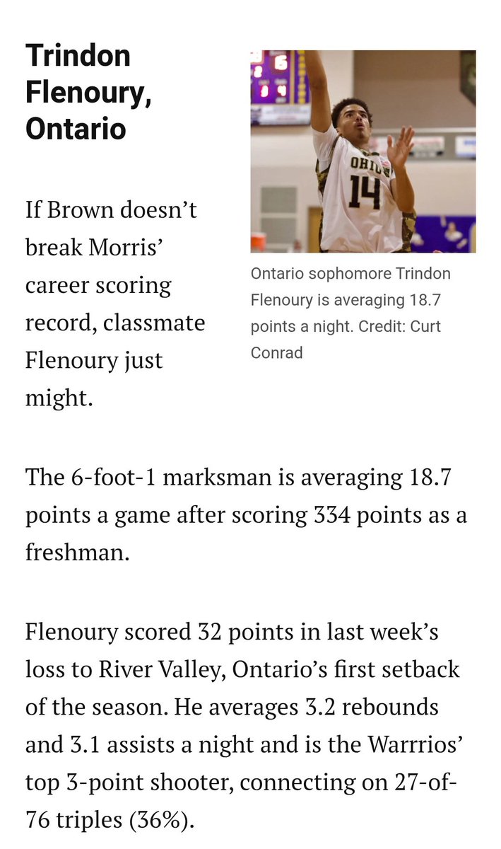 Thanks <a href="/curtjconrad/">Curt Conrad</a> for the write up on Trindon <a href="/tflen30/">Trindon Flenoury</a> .