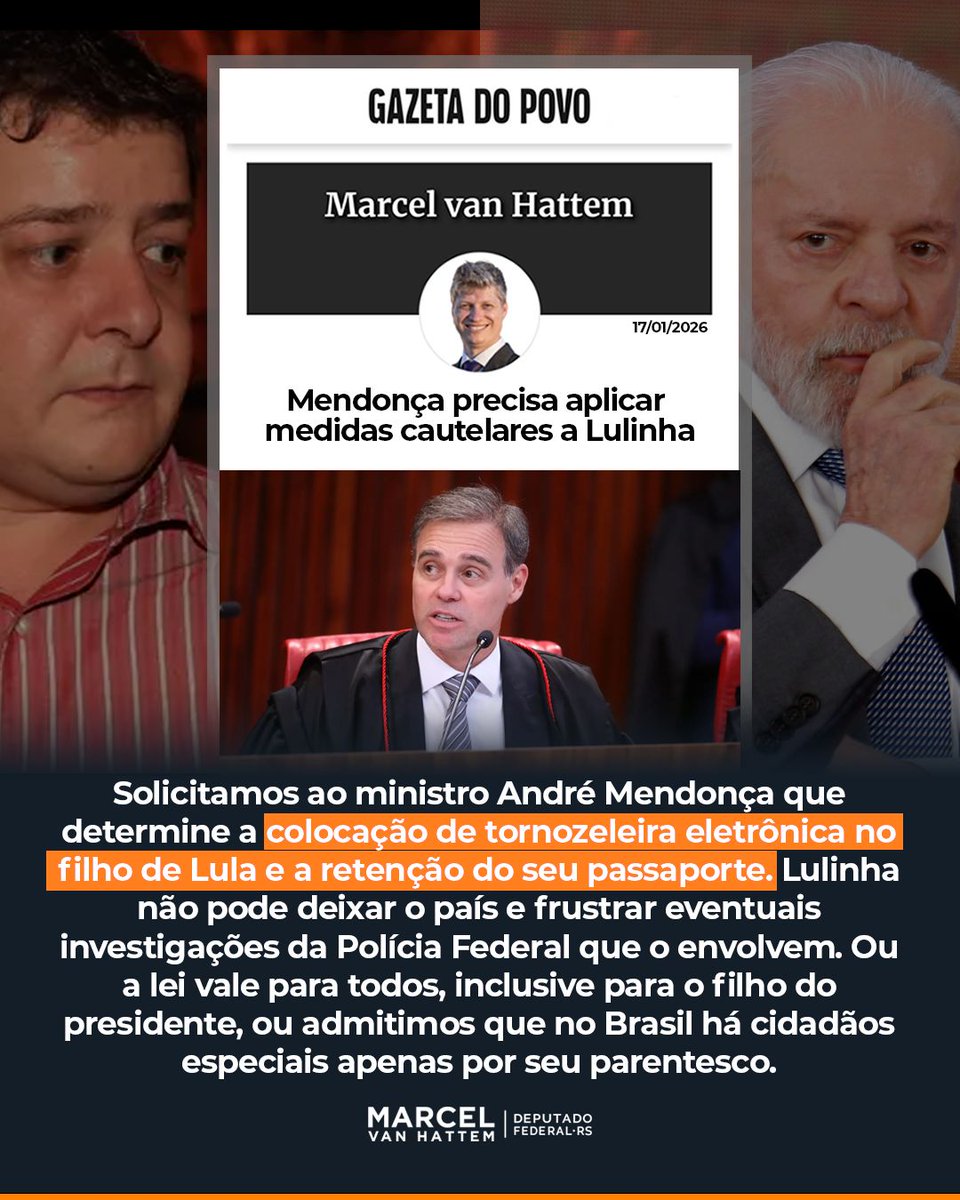 marcelvanhattem's tweet image. Mendonça precisa aplicar medidas cautelares a Lulinha

Há algo profundamente errado na Justiça de um país quando o nome do investigado importa mais do que os fatos investigados. E é exatamente isso que está em jogo no pedido de providências apresentado pela bancada do NOVO e pelo…