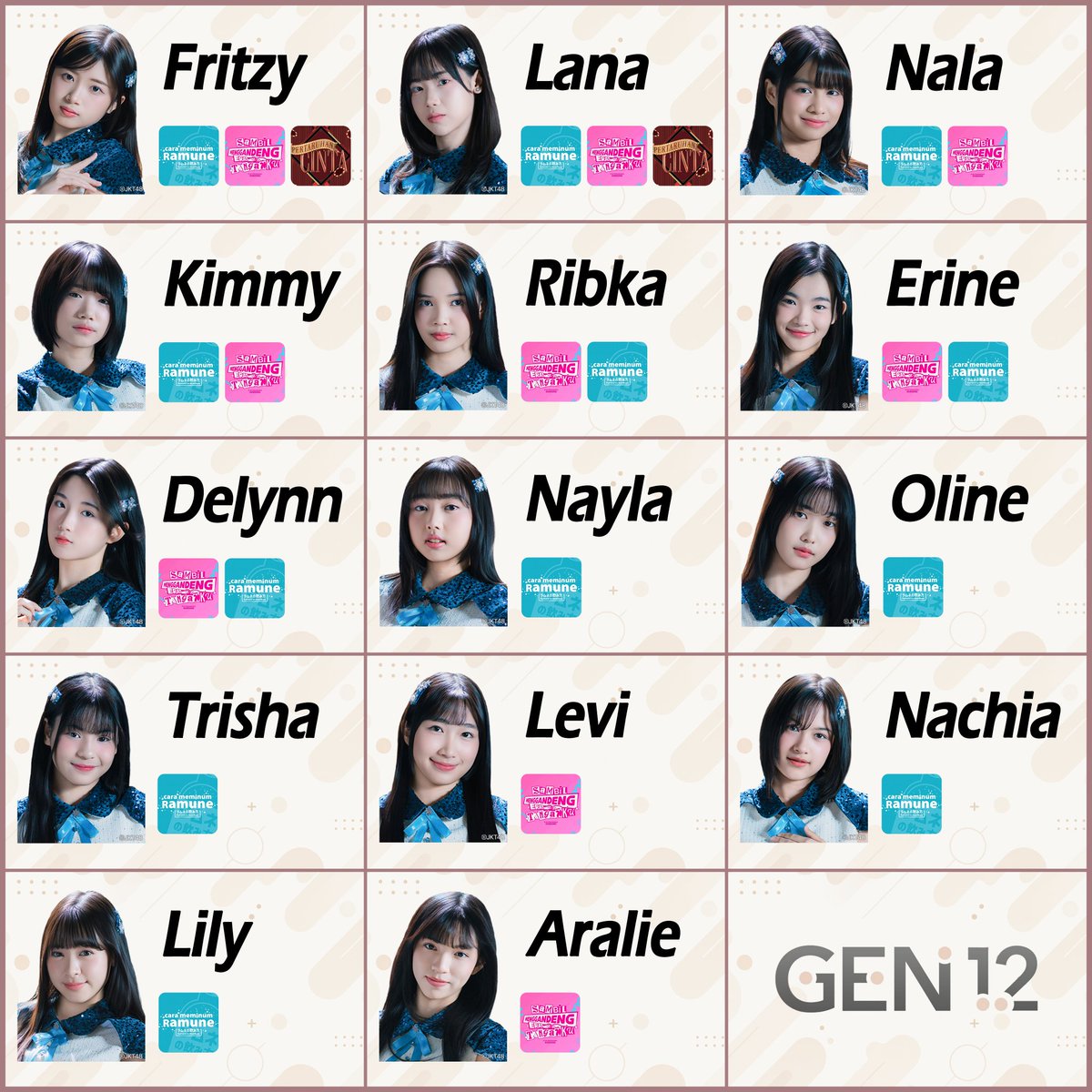 viiccc89's tweet image. Each 12th Gen. Members performed on Regular Setlists (update 17/1/26)
#JKT48Gen12