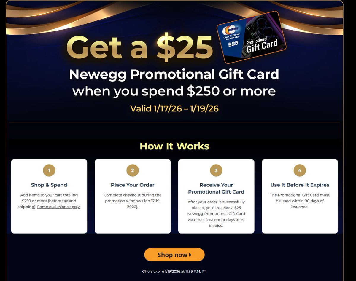 Spend $250 or more on Newegg, receive a $25 gift card buff.ly/RNq8Zda #ad