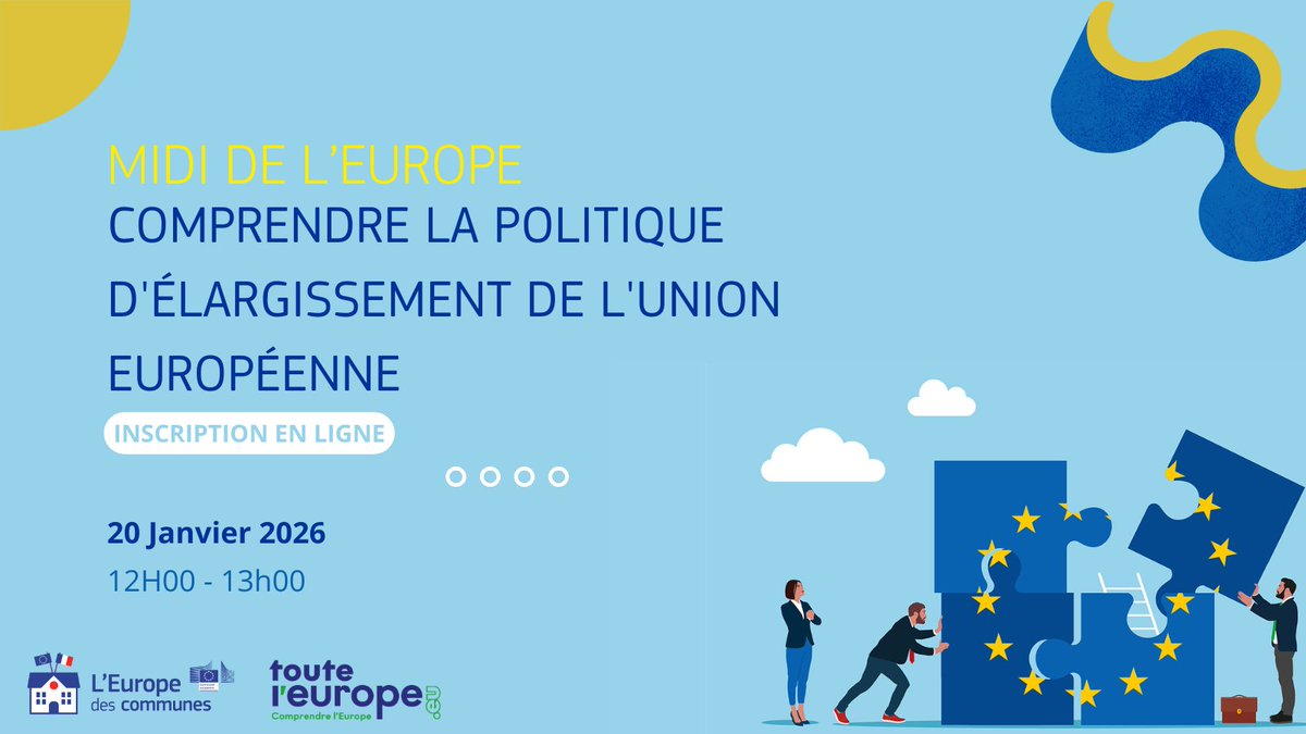 EuropeDirectPyr's tweet image. Politique d'élargissement de l'UE 🇪🇺 : enjeux géopolitiques, progrès des pays candidats, perspectives pour l’Union européenne...
RDV mardi 20/01 à 12h pour un nouveau "Midi de l'Europe" 📅 avec @UEFrance
Informations et inscriptions → link.europa.eu/k7BvrX