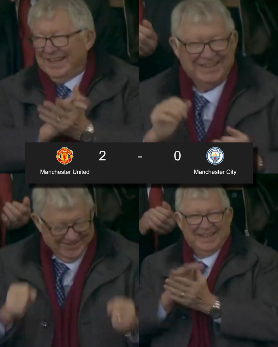 Vean nada más LA FELICIDAD de Sir Alex Ferguson tras ver que su amado Manchester United venció al Manchester City de Pep Guardiola en Old Trafford. Imposible no emocionarse con esta secuencia. SONRÍE LA PELOTITA.