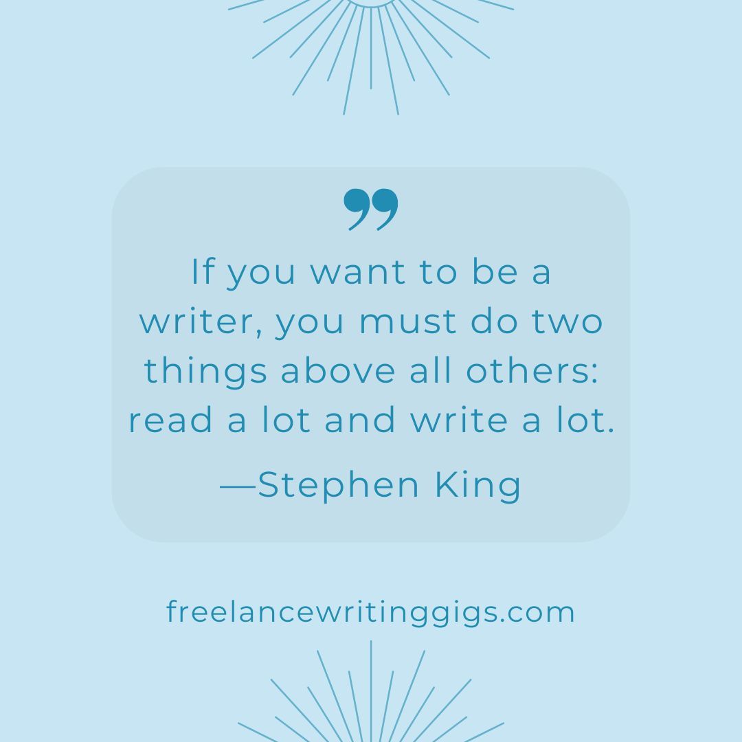 FreelanceWJ's tweet image. Stephen King’s tip: read a lot, write a lot. 📚✍️

Simple. Obvious. Life-changing.

Which one are you skipping today? 😉

#WritersLife #AmWriting #FreelanceWriting