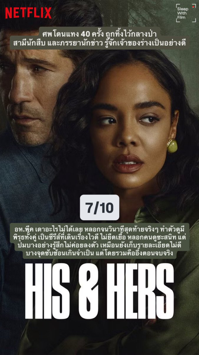 🎬 His &amp; Hers (2026) : สองฟากของความจริง
⭐️ Season 1 : 6 Episodes
📺 Genre : Crime, Drama
🚩 Country : United States
🔊 เสียง : อังกฤษ (มีพากย์ไทย)
▶️ สตรีมมิ่ง : Netflix

🔖 #SleepWithFilm #รีวิวNetflix #NetflixTH #รีวิวหนัง  #รีวิวซีรีส์ #แนะนำหนัง #แนะนำซีรีส์
