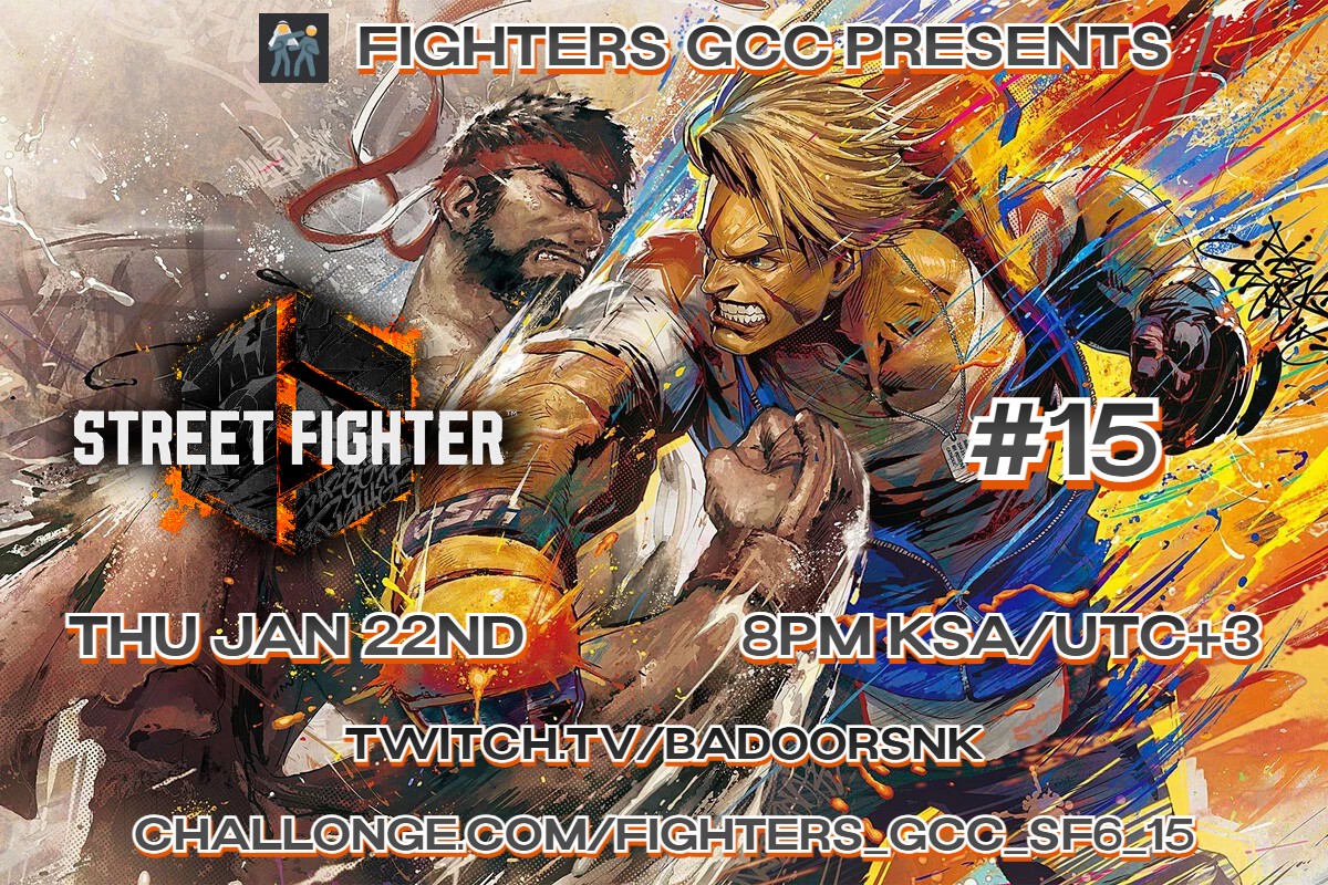 FightersGCC's tweet image. Street Fighter 6's first tournament of the year is happening this Thursday

🗓️Thu Jan 22nd
🕗8PM KSA/UTC+3

📺Twitch.tv/BadoorSNK

✍️Sign up
challonge.com/fighters_gcc_s…

✉️Discord invite
discord.gg/rBq9Sm3QEn