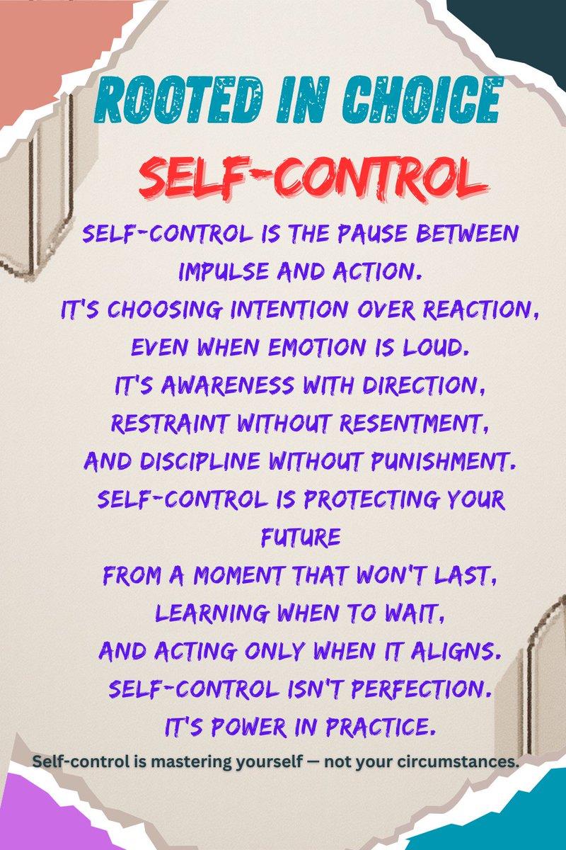 solidaritypub01's tweet image. Self-control isn’t about forcing yourself to behave.
It’s about pausing long enough to choose who you want to be.
Not every impulse deserves an audience.
Not every emotion needs action.
Power lives in the pause.

#SelfControl
#InnerDiscipline
#EmotionalIntelligence
#MindfulLivin