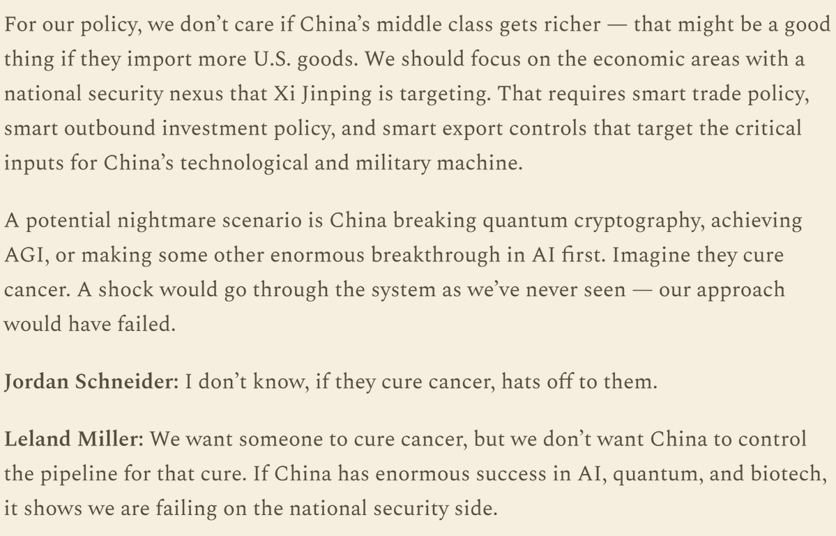 vince_chow1's tweet image. Truly stunned after hearing this on Chinatalk's latest episode where the guest quite unabashedly throws in China curing cancer as a potential nightmare scenario for the US. 

Kudos to @jordanschneider for pushing back I guess? but honestly the bar for basic humanity should not be…
