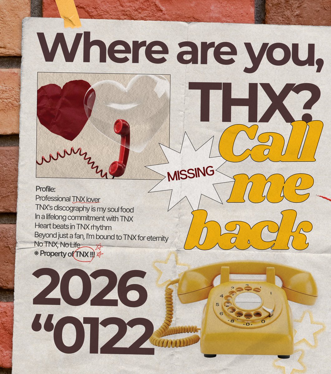 callmeback_TNX's tweet image. 𝗖𝗔𝗟𝗟 𝗠𝗘 𝗕𝗔𝗖𝗞 : 𝗙𝗜𝗡𝗗 𝗧𝗛𝗫

- 

안녕하세요
땡스 탐정 사무소입니다 🕵️🔎 

TNX를 사랑하는 마음을 가진 THX를 찾고 있습니다
관심 있으신 분은 지금 바로 CALL ME BACK ☎️

- 

🗓️ 2026.01.21 - 01.22
📍모닝해즈 ENM센터점

#TNX #티엔엑스
#FIND_THX