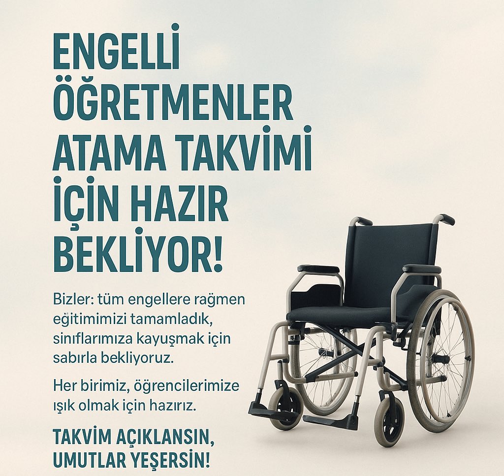 Umut ertelenmez.
<a href="/RTErdogan/">Recep Tayyip Erdoğan</a> <a href="/dbdevletbahceli/">Devlet Bahçeli</a> <a href="/memetsimsek/">Mehmet Simsek</a> <a href="/Yusuf__Tekin/">Yusuf Tekin</a> <a href="/AhmetDonmez_18/">Ahmet DÖNMEZ</a> <a href="/saadetoruc1972/">Saadet Oruç</a> <a href="/avaliozkaya/">Ali ÖZKAYA 🇹🇷</a> <a href="/tihek_kurumsal/">TİHEK 🇹🇷</a>
#EngelliÖğretmenlerdeBirHayatDahaSönmesin