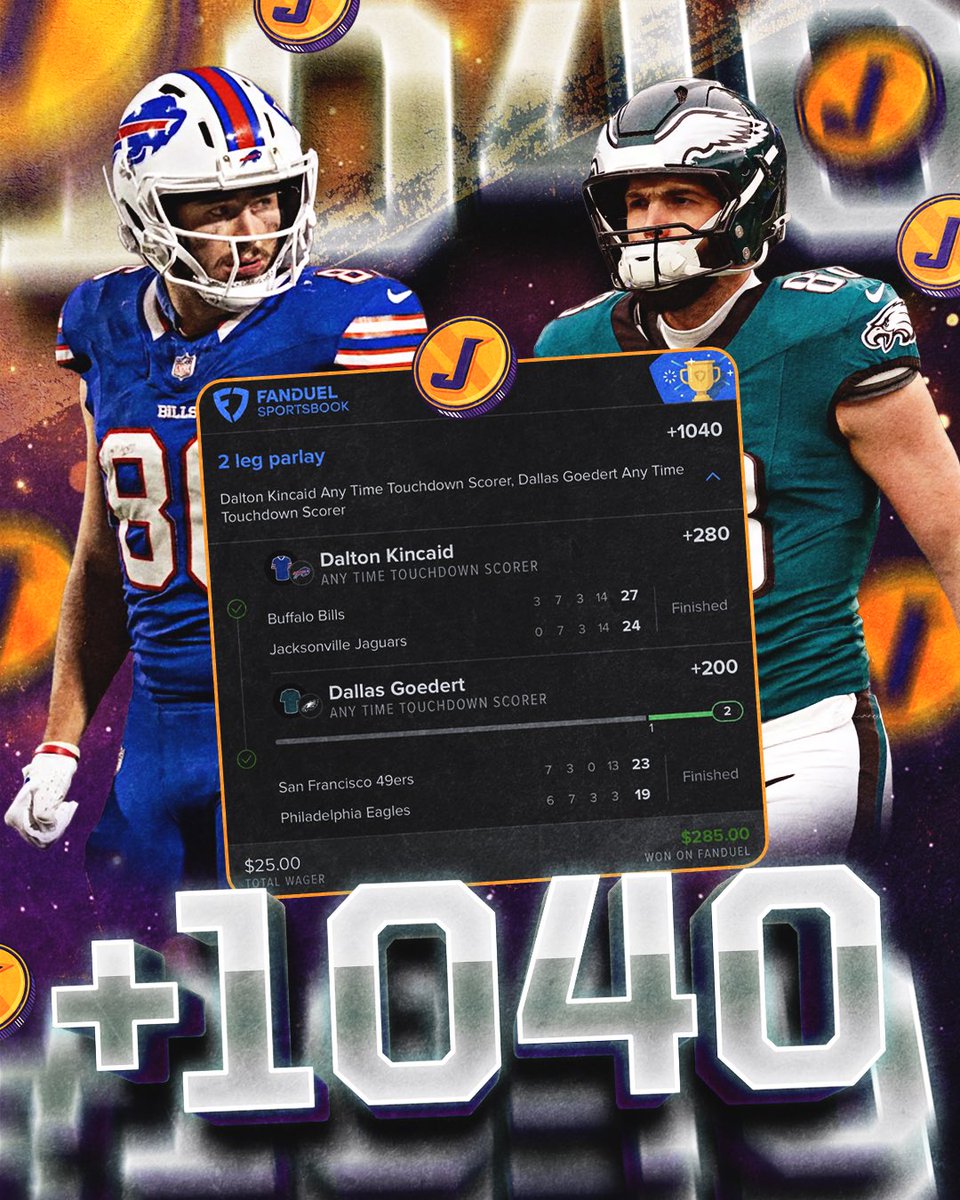 I’ll be dropping a builder for each game tonight on X for you guys. If you choose to roll it over be my guest like last week!

The discord will get the ATD parlays alongside my favorite straights!

🏦Let’s win some damn money today🏦

⤵️Code NFL gets you all the plays for less⤵️