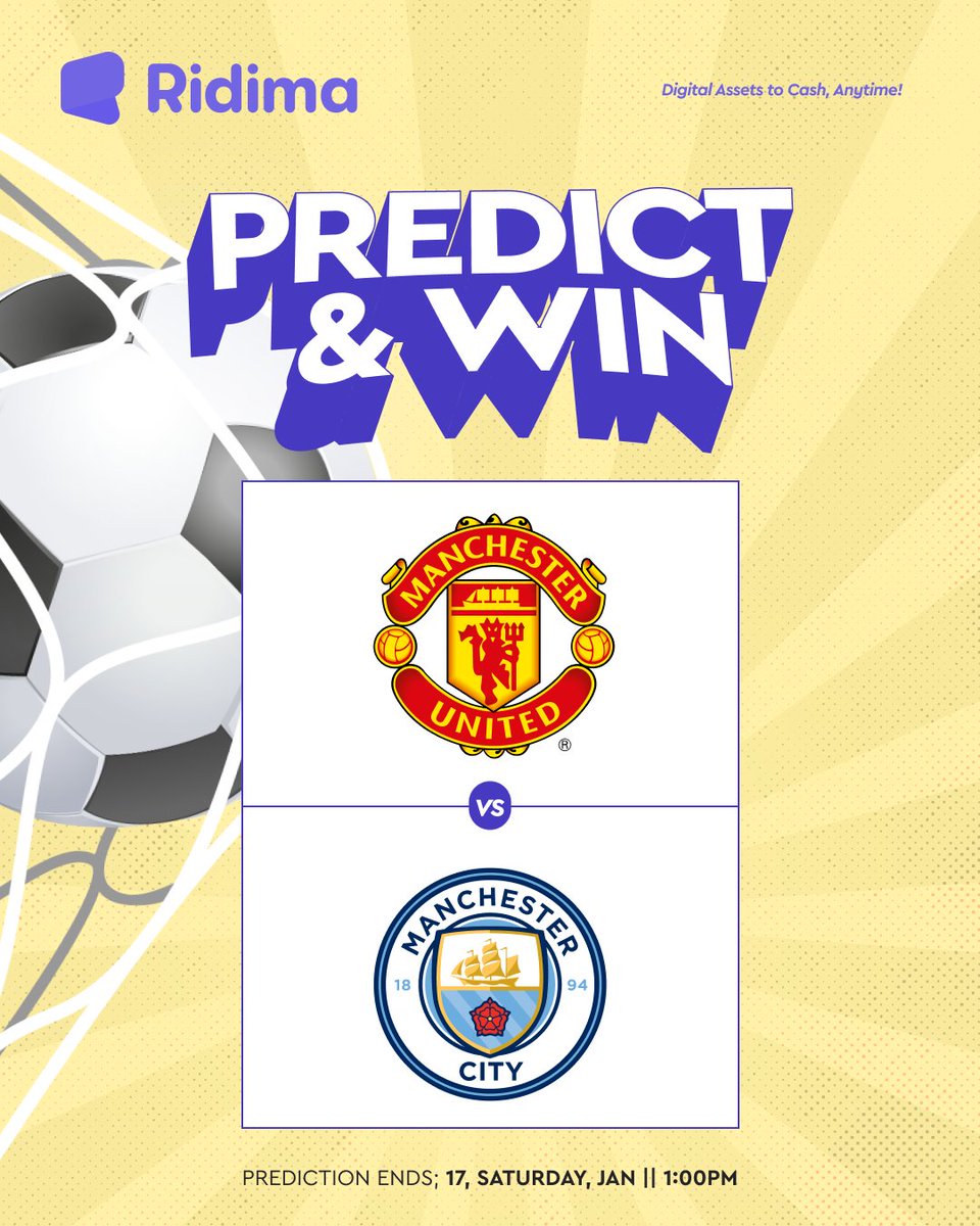 myridima's tweet image. 🚨 PREDICT &amp;amp; WIN 🚨

⚽ Manchester United Vs Manchester City 

Will randomly select 5 correct predictions to win ₦3,000 each!

Rules: 
• Follow @myridima
• Like and retweet our pinned post
• Drop prediction score in the comment of this post 👇

Make sure to follow the rules!