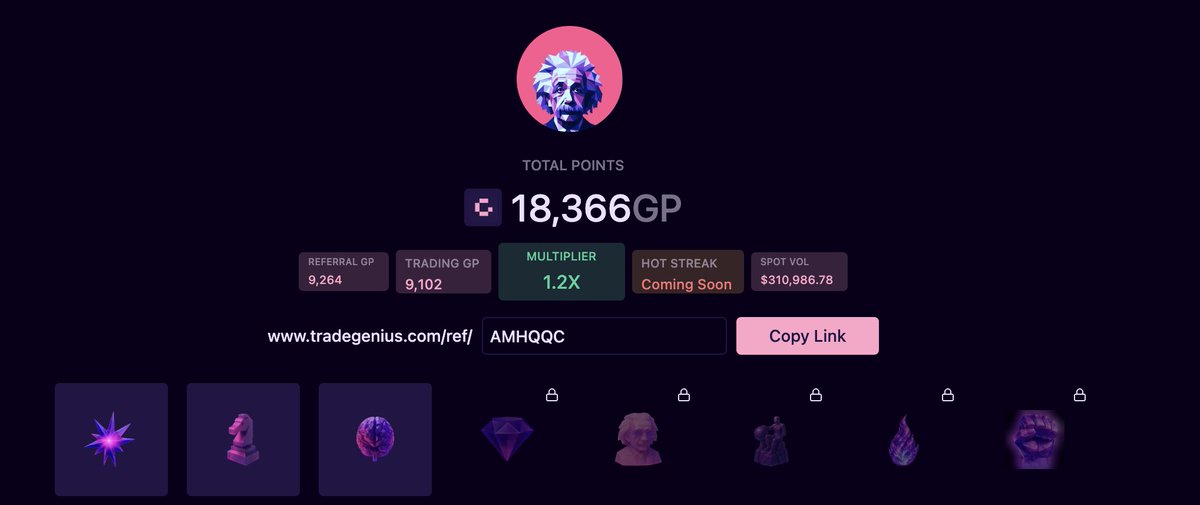 Herkese iyi hafta sonları, <a href="/GeniusTerminal/">Genius</a> tarafında bazı hesaplamalar yaptım: 

100K Hacim'e: 2398 GP geliyor.

Spot hacim yaptığımız için 20$ slip'den gitti, 11'da fee  (BNB) gitti.

Ben BNB ağında USDT-USDC yapıyorum.

Ve 10 tane çark hakkımız geliyor. Çark şuanda bakımda.