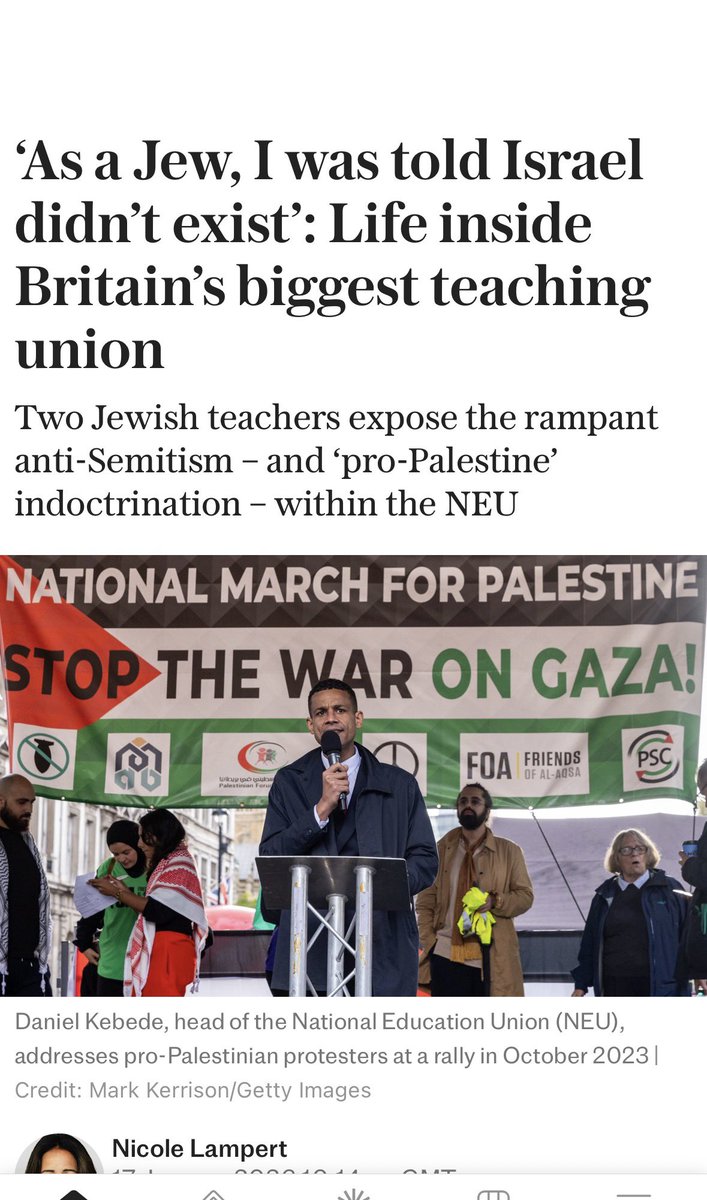nicolelampert's tweet image. I spoke to Jewish teachers inside the @NEUnion - which helped cause the banning of a Jewish MP in the school about what it is like when the union meant to protect you is obsessed with the Jewish state:

One said: ‘It was after the NEU representative at my school told me that…