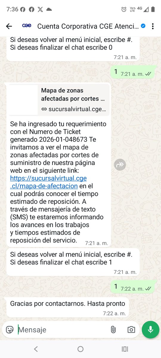 Mauriciomo78242's tweet photo. @CGE_Clientes  
Desde ayer estamos sin energía. Se informó el problema y se indicó reposición a las 02:30, lo que no ocurrió. Hay dos niños en casa, uno con discapacidad. No existe canal para hablar con una persona. Solicito gestión urgente. https://t.co/3VEflAAA1O
