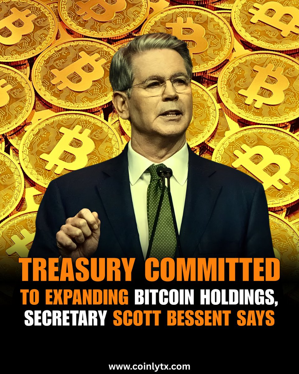 U.S. Treasury Secretary Scott Bessent says the Treasury is committed to  acquiring more Bitcoin, signaling growing government-level engagement with  BTC as a strategic asset. #USTreasury #Bitcoin