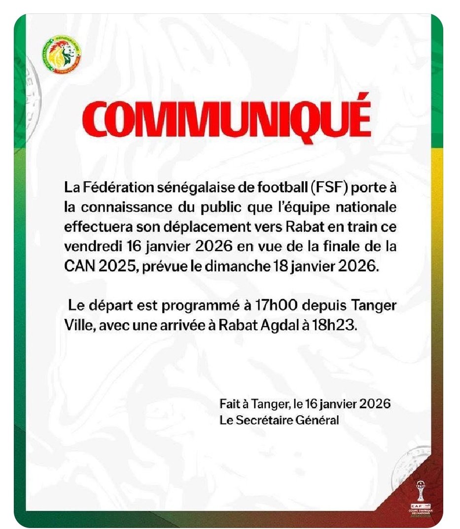 bedjosessien's tweet image. AFCON 2025

Senegal 🇸🇳 FA officials must take blame for the hundreds of fans who joined them upon their arrival in Rabat ahead of the big final against Morocco 🇲🇦. 

It is wrong to release a press statement on social media openly stating the venue and time of arrival of the…
