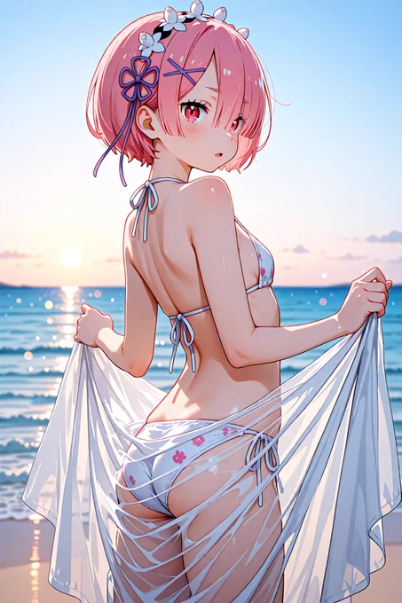 SFW Illustration. No nudity or suggestive intent. どうしてもって言うのなら今年の夏も一緒に海に行ってあげてもいいのよ? #rezero #リゼロ