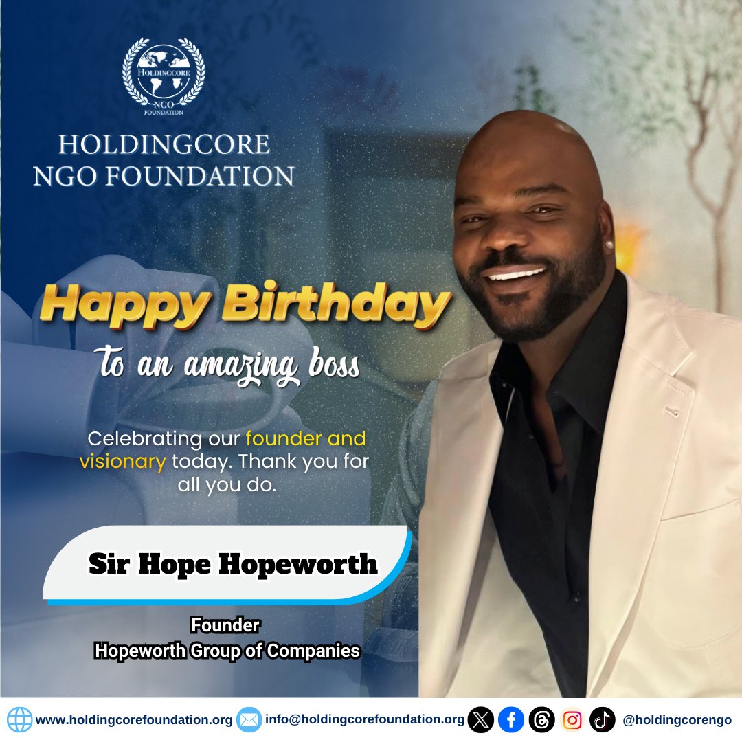 Holdingcorengo's tweet photo. Today is all about the person who keeps this foundation moving forward with purpose.
Happy Birthday to our wonderful CEO and Founder! May this new year of life be filled with joy and impact.
#HoldingcoreEMPFoundation #BestBoss #TeamSpirit #BirthdayCelebration https://t.co/lt0pN2QhQa