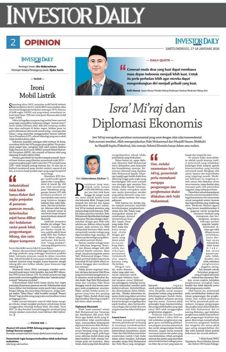 2000Fathur's tweet photo. Berbagi tulisan di Koran Investor Daily (Sabtu, 17/1/26). https://t.co/ujB6IwrFVw