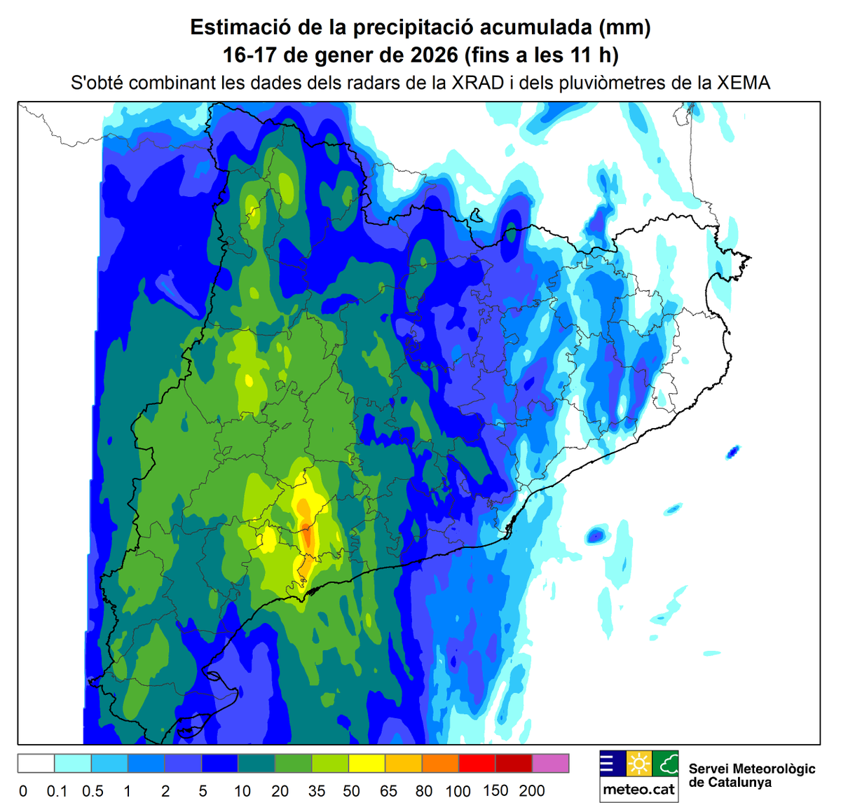 meteocat's tweet photo. Al llarg de la matinada i matí de dissabte la pluja més intensa ha caigut entre el Camp de Tarragona i la Conca de Barberà, amb més de 50 mm en alguns punts i 68 mm a Constantí #Tarragonès

A les comarques de Ponent ha estat extensa i abundant i s'hi han recollit més de 20 mm https://t.co/U21NMKzys5