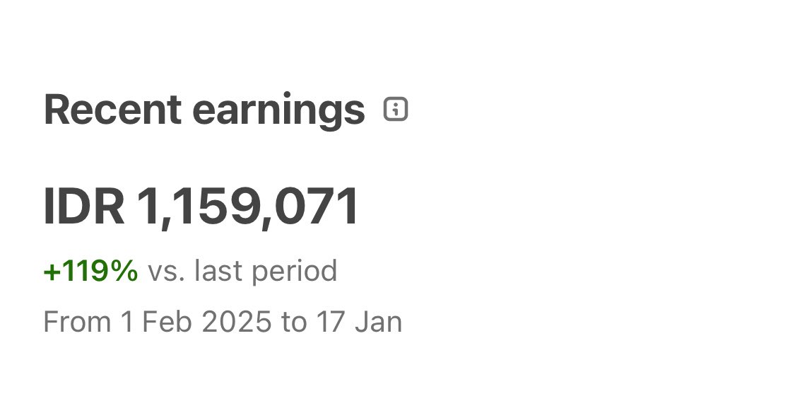 alhamdulillah gajian dari X Rp 1.159.071 🤲🏻

rencana mau bagi ke temen2 followers, dengan 1 syarat:  
𝐮𝐚𝐧𝐠𝐧𝐲𝐚 𝐮𝐧𝐭𝐮𝐤 𝐛𝐞𝐥𝐚𝐣𝐚𝐫 𝐬𝐤𝐢𝐥𝐥 𝐛𝐚𝐫𝐮 𝐲𝐠 𝐛𝐞𝐫𝐦𝐚𝐧𝐟𝐚𝐚𝐭!

boleh belajar di <a href="/myskill_id/">MySkill - Si Paling Belajar</a> <a href="/belajarlagiHQ/">Belajarlagi</a> belajar investasi saham, digital marketing,