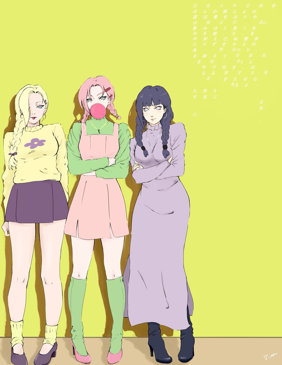 Timoni99's tweet image. Modern shinobi girls 🦄

#NARUTO #HINATA #fanart #Sakura_Haruno #Ino