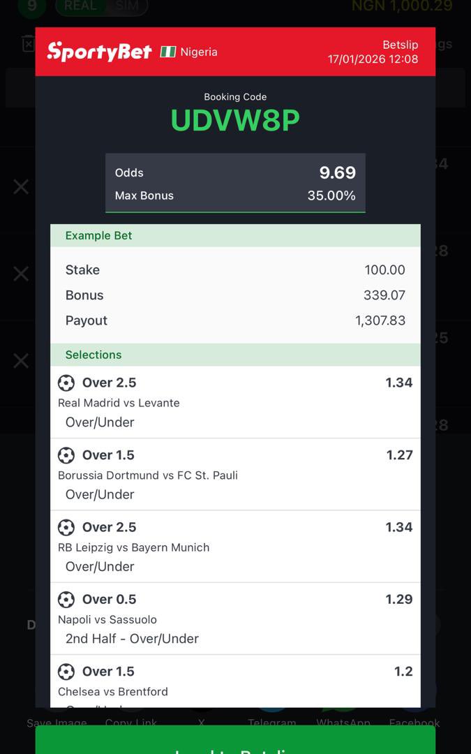 9.69 odds

Bet of the day
#SportyBet