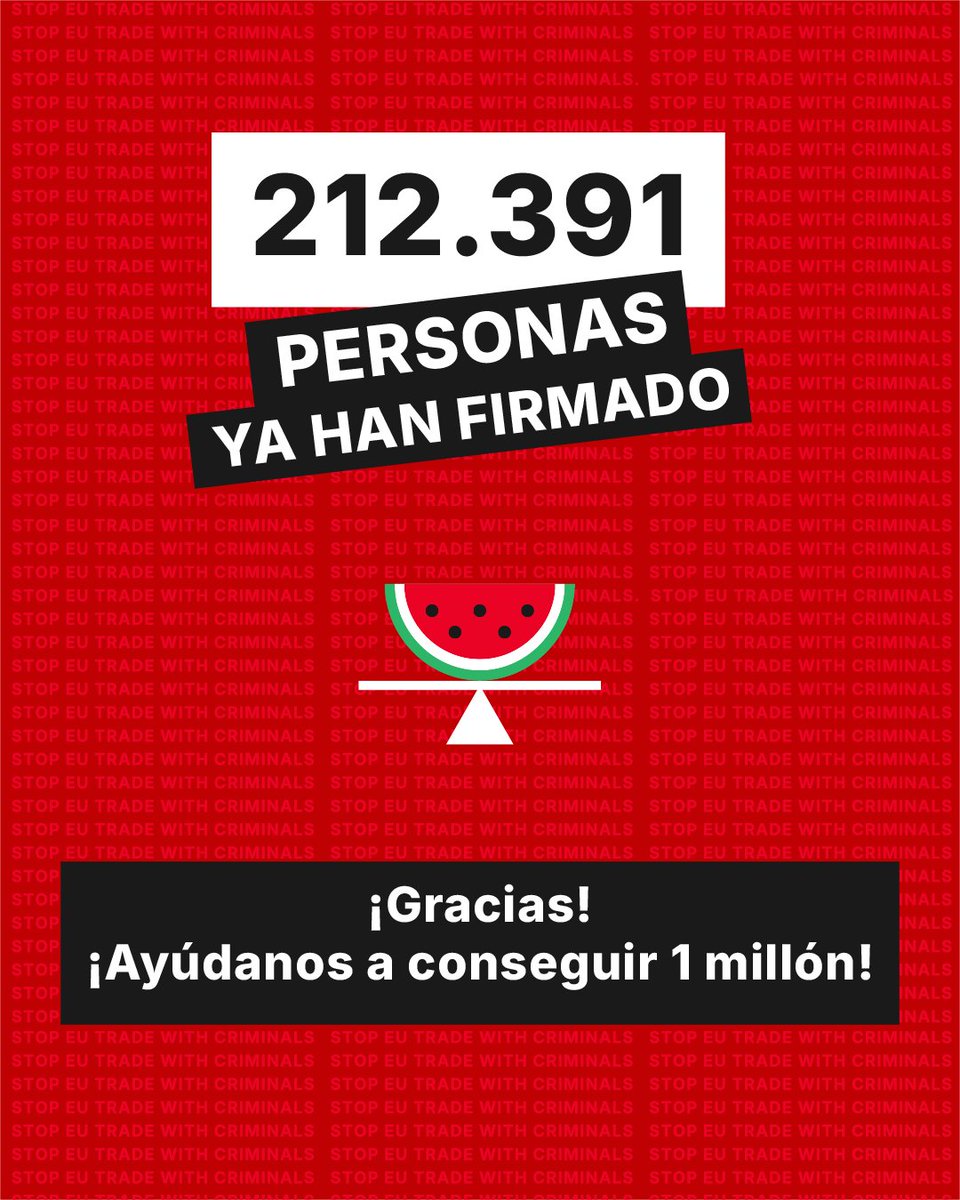 Exigimos a la Comisión Europea la suspensión total del acuerdo de asociación UE-Israel. Europa no puede seguir siendo cómplice del genocidio. #JusticiaParaPalestina

eci.ec.europa.eu/055/public/#/s…