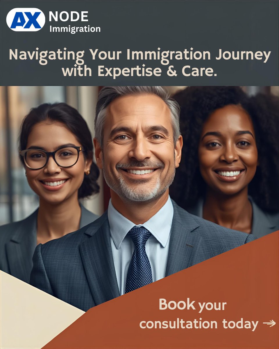 Axnode's tweet image. Axnode Immigration's diverse team of experts stands united, ready to navigate your immigration journey with trust, expertise, and personalized care. 
Hashtag
#AxnodeImmigration #ImmigrationExperts #VisaConsultation #TrustedGuides #GlobalMobility #PRPathway #WorkAbroad #StudyVisa