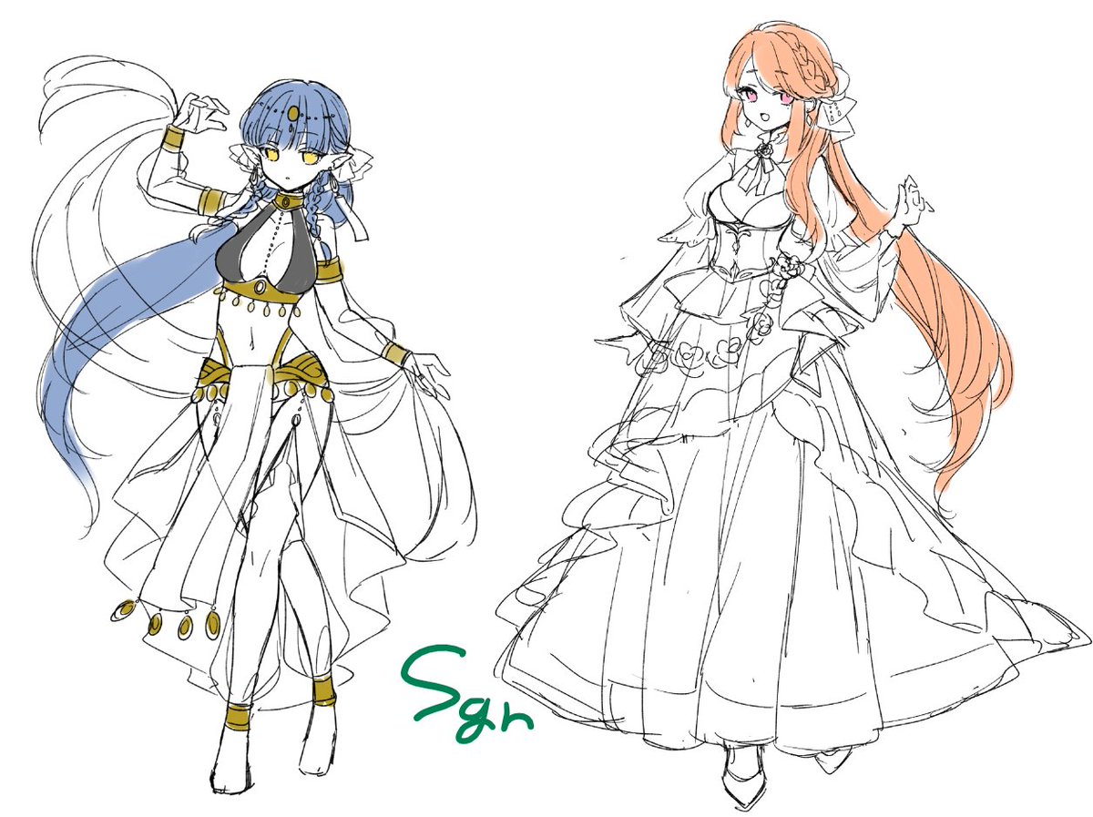 次はオーソドックス踊り子とご令嬢いきます 色も細部も未定だ 