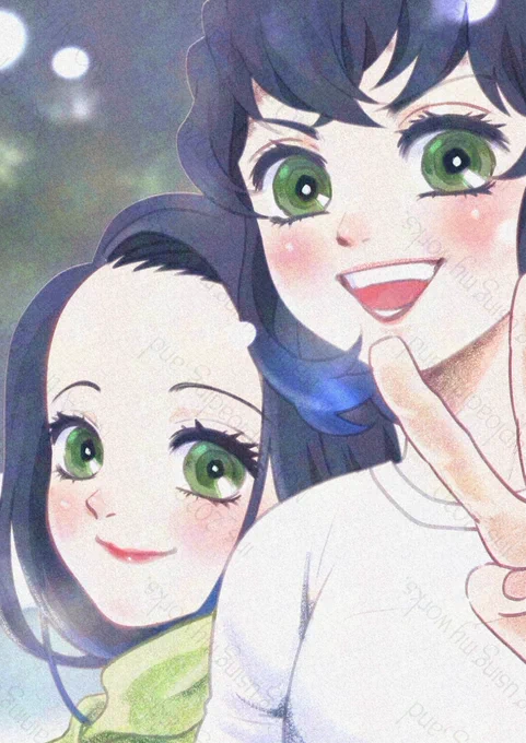 冬デートしてる母子 ご利益ありそう