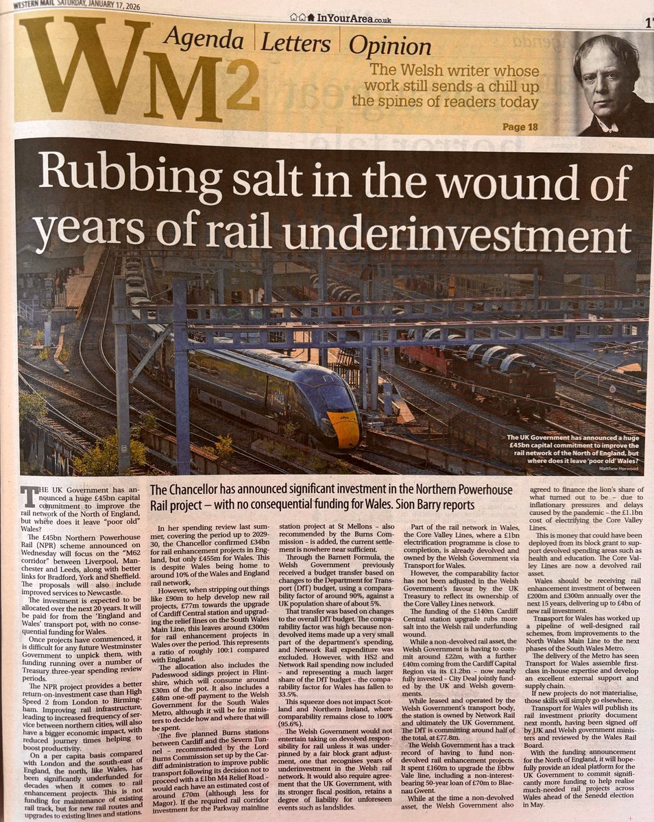 ‘Rubbing salt in the wound’

£45bn Northern Powerhouse Rail project - with no consequential funding for Wales

By <a href="/sionbarry/">sion barry</a> ✍🏻
walesonline.co.uk/news/wales-new…