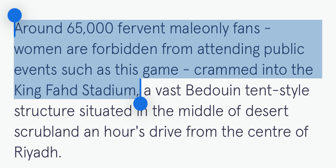 Back in 2008, When Man United got paid £1M to play Al Hilal (🤑)

There were 65,000 spectators but ALL MALE because the backwards terrorists saudi arabia didn’t allow women to attend football matches 🤢🤮😒

(They can today only so saudi arabia can make more money 🤑🤑🤑)
