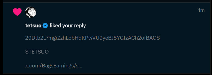 r3ynsama's tweet image. @tetsuoai claimed fees on @BagsEarnings 

He also liked one of my replies to his post, its time for $TETSUO on bags to send!

x.com/BagsEarnings/s…